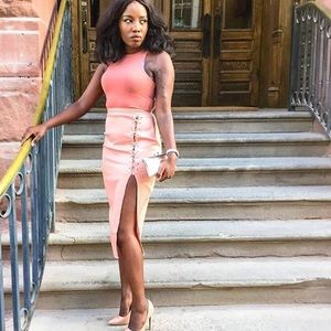 High slit midi skirt